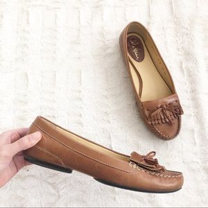 Cole Haan Tassel Fringe Flats Loafers Cognac Tan 9